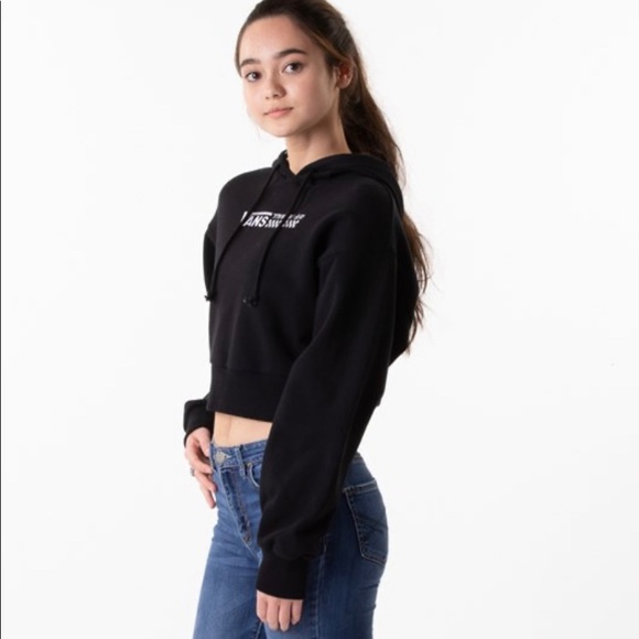 Vans Strait Out Turvy Cropped Hoodie Black Women’s - Picture 6 of 8